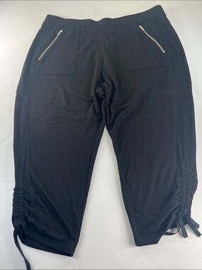 Susan Graver Black Weekend Pants with Zipper Pocket Detail Sz L